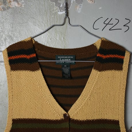 LADIES USED 90'S "LAUREN RALPH LAUREN" HAND KNIT VEST