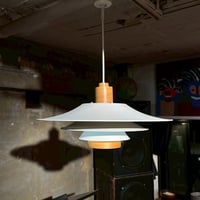 JAPAN USED STEEL & WOODEN SHADE PENDANT LAMP