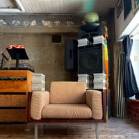 JAPAN USED WOODEN FRAME FABRIC 1P SOFA