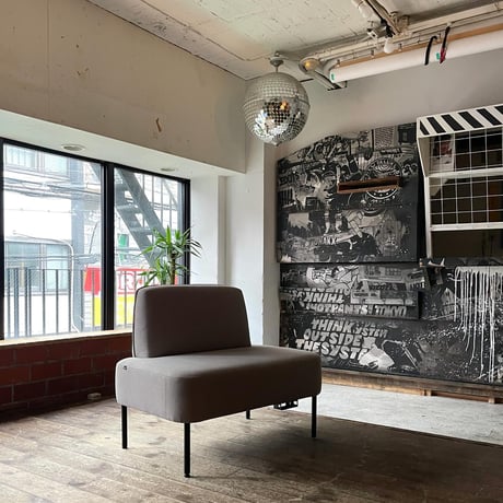 JAPAN USED "OKAMURA" IRON LEG FABRIC 1P SOFA