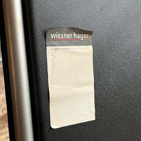 USED “WIESNER HAGER” STEEL & WOODEN FABRIC ARM CHAIR