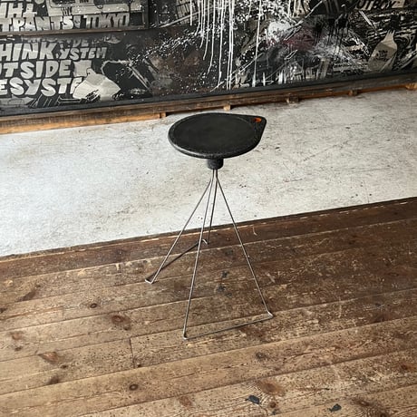 JAPAN USED “PUFF” WOODEN & STEEL LEG SIDE TABLE