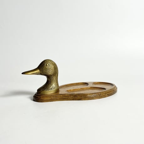VINTAGE HANDMADE WOOD & BRASS DISH