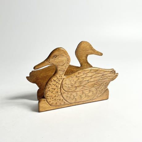 VINTAGE WOODEN DUCK KITCHEN NAPKIN HOLDER