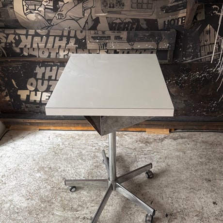 USED IRON LEG WOODEN TOP BOARD CARRY SIDE TABLE