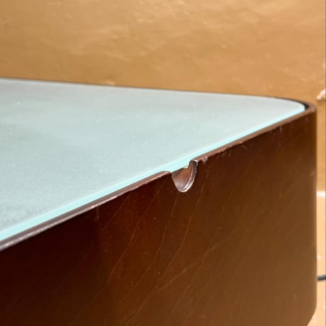 USED GLASS TOP BOARD WOODEN CARRY TABLE