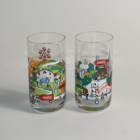 USED "COCA COLA" GLASS CUP SET