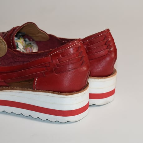 LADIES MEXICAN LEATHER HUARACHE PLATFORM SHOES