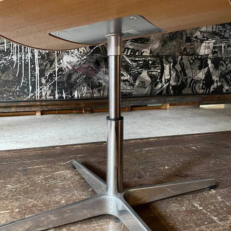 JAPAN USED STEEL LEG PLYWOOD FABRIC SEAT ROUND CHAIR