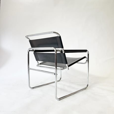 VINTAGE 70-80'S LEATHER CHROME FLAME LOUNGE CHAIR