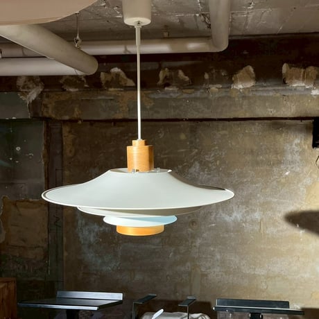 JAPAN USED STEEL & WOODEN SHADE PENDANT LAMP