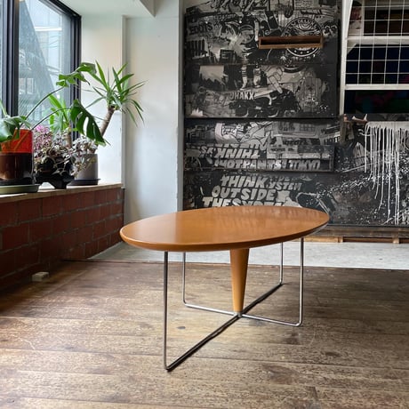 USED WOODEN TOP BOARD IRON LEG LOW TABLE