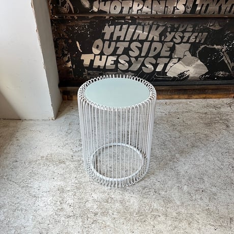 USED "KARE" WIRE GLASS TOP STACKING SIDE TABLE