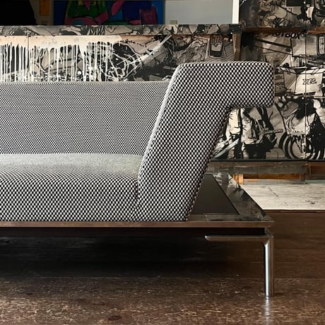 JAPAN USED IRON LEG FABRIC SEAT 2P SOFA