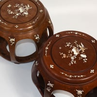 MOTHER OF PEARL WOODEN DRUM STOOL