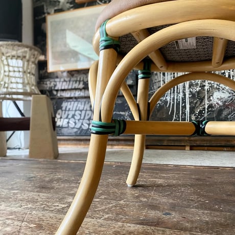 JAPAN USED "OLIVER" WOODEN & VINYL LEATHER CHAIR