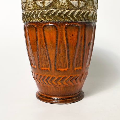 VINTAGE “FAT LAVA” CERAMIC FLOWER VASE