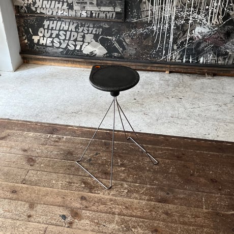 JAPAN USED “PUFF” WOODEN & STEEL LEG SIDE TABLE