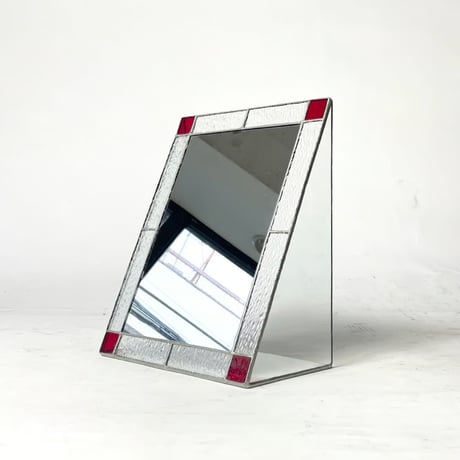 USED STAINED GLASS FLAME STAND MIRRIR