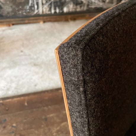 JAPAN USED STEEL LEG PLYWOOD FABRIC SEAT ROUND CHAIR