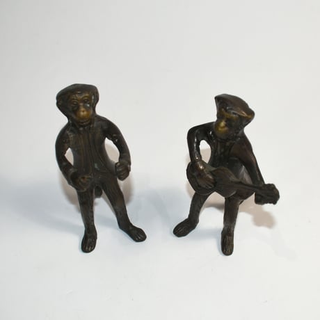 VINTAGE 2P BRONZE MONKEY CANDLE HOLDERS