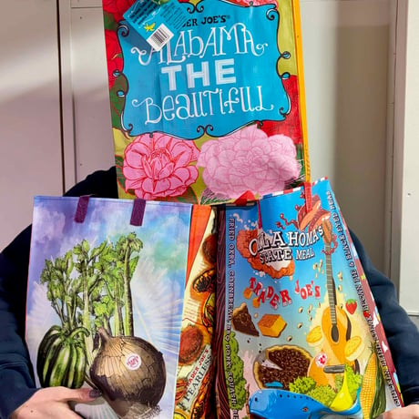 NEW "TRADER JOE'S" REUSABLE BAG "ALABAMA, LOUISIANA, OKLAHOMA EXCLUSIVE DESIGN"