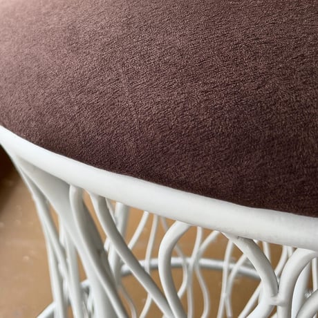 USED IRON LEG FABRIC STOOL