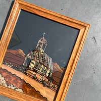 USED “EDWIN L HUGHES / SOUTHWESTERN OLD ABANDONED CHURCH” ACRYLIC PAINTING WALL ART
