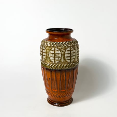 VINTAGE “FAT LAVA” CERAMIC FLOWER VASE