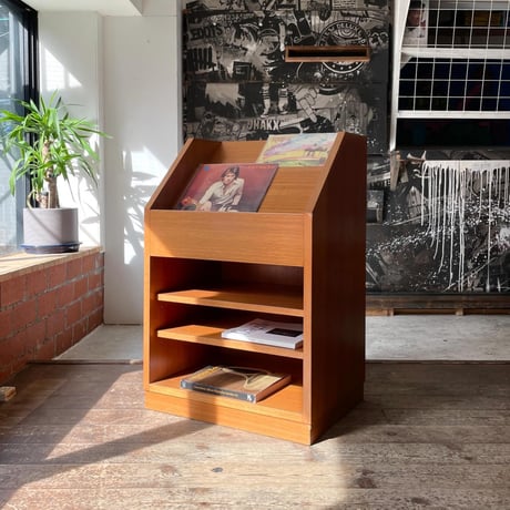 USED WOODEN RECORD & MAGAZINE RACK