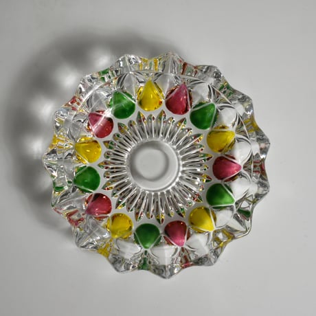 USED HAND PAINTED GLASS ASHTRAY
