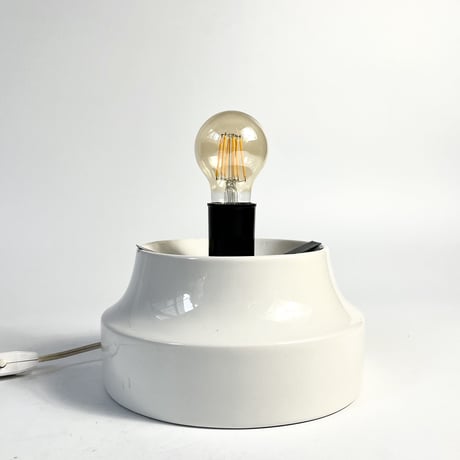 USED GLASS BALL SHADE CERAMIC TABLE LAMP