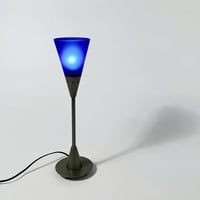 JAPAN USED 80’S-90’S GLASS SHADE METAL FRAME TABLE LAMP