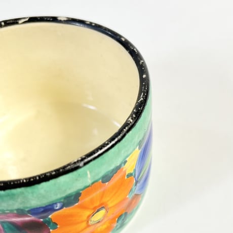 USED FLOWER PAINTED CERAMIC DISH