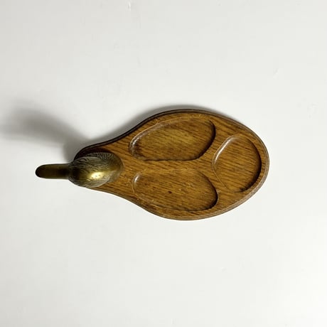 VINTAGE HANDMADE WOOD & BRASS DISH