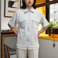 USED 90'S "JHON BLAIR" ZIP UP S/S SHIRT
