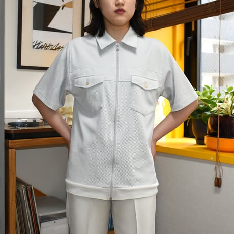 USED 90'S "JHON BLAIR" ZIP UP S/S SHIRT