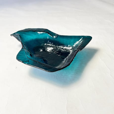USED 90'S UNKNOWN ARTIST HANDMADE GLASS PLATE