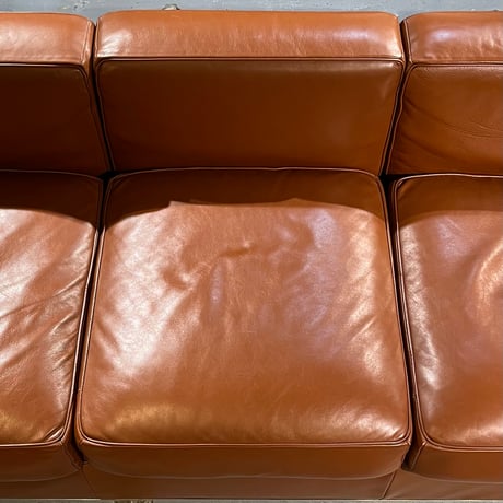 USED METAL FRAME LEATHER 3P SOFA