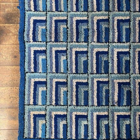 VINTAGE HANDMADE GEOMETRIC PATTERN COTTON RUG