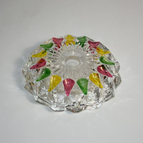 USED HAND PAINTED GLASS ASHTRAY