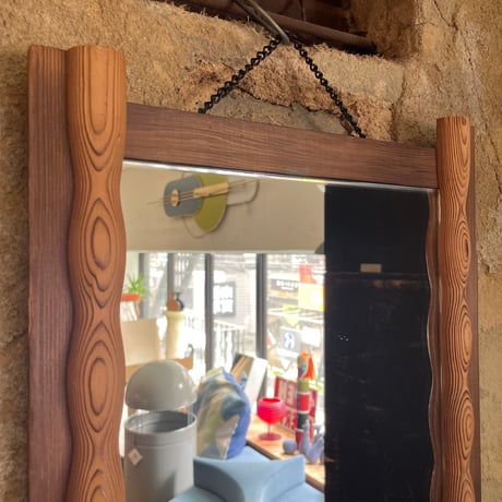 JAPAN USED WOODEN MIRROR