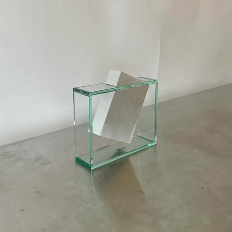 USED GLASS AND STAINLESS FLOWER VASE