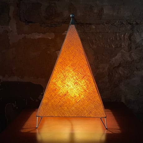 USED CLOTH SHADED SQUARE PYRAMID TABLE LAMP
