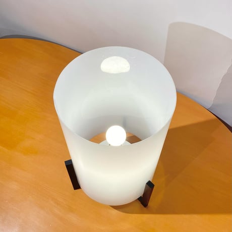USED PLASTIC SHADE IRON LEG TABLE LAMP
