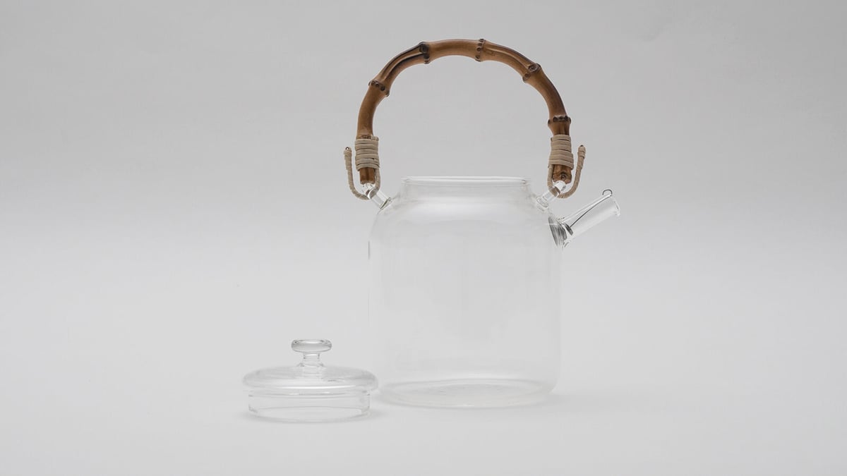 使用感あり　スタジオプレパ　studioprepa ガラスティーポット竹ハンドル 使用感あり スタジオプレパ studioprepa ガラスティーポット竹