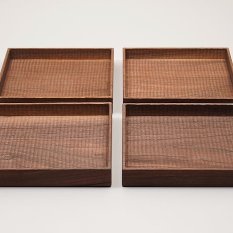 【新品未使用】堀宏治　ウォルナット　深四角盆　24cm 新品未使用】堀宏治 ウォルナット 深四角盆 24cm