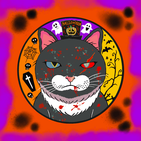 デジタルアート猫キャラ#6 /Halloween Zombie Cats