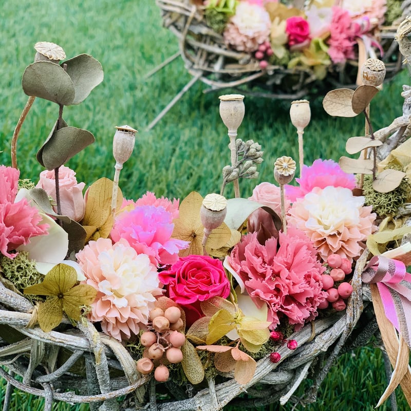 送料込】プリザーブドフラワーアレンジ ナチュラルバックリース | 3つ