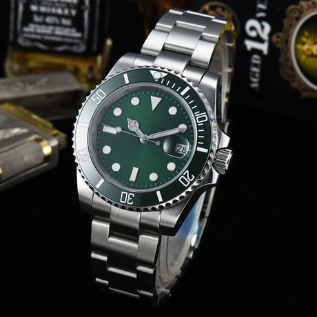 PARNIS メンズ自動巻き腕時計 サブマリーナー 40mm サファイアガラス 機械式 パーニス グリーン R30